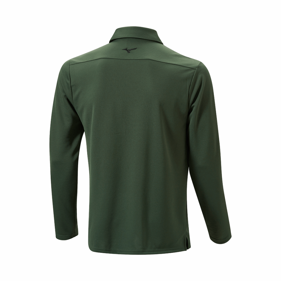 ミズノ ブレス サーモ ウインター L/S ポロ フォレストグリーン